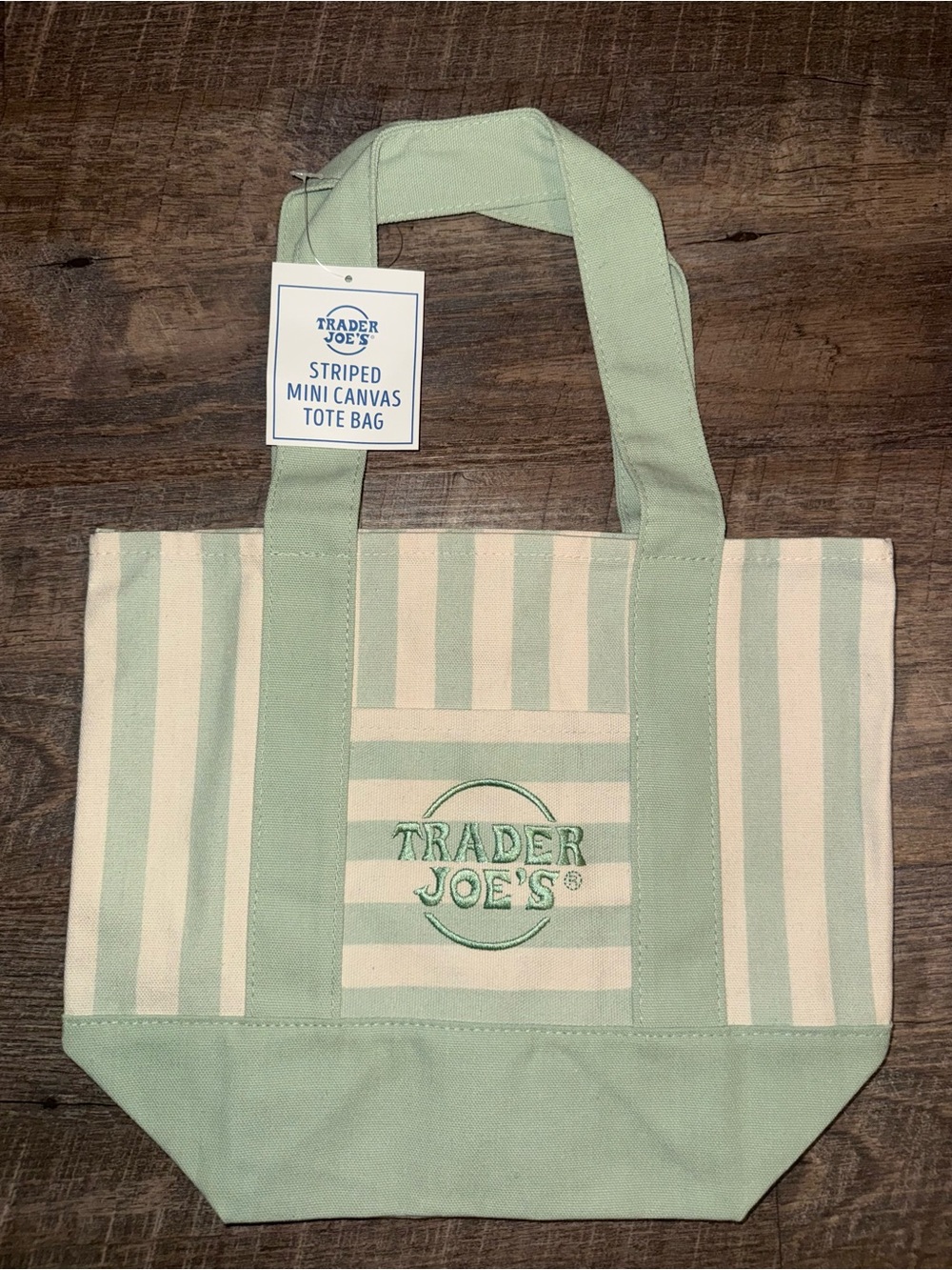 TRADER JOES MINI TOTE BAGS. Set of 4 new striped. 1 of each color - Picture 2 of 5